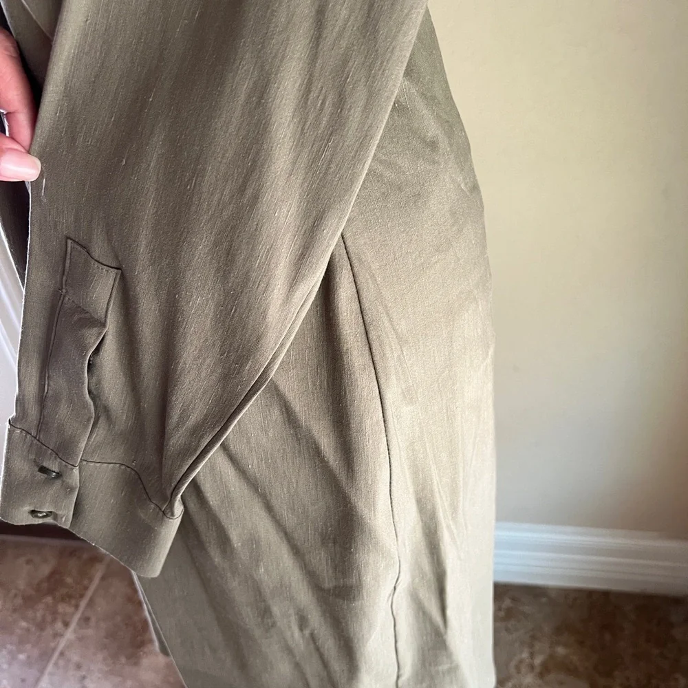ZARA Khaki Green Mini Long Sleeve Dress with side cutouts - Picture 3 of 4